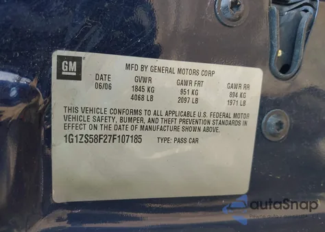 2007 Chevrolet Malibu Ls z USA, uszkodzony, nr VIN 1G1ZS58F27F107185